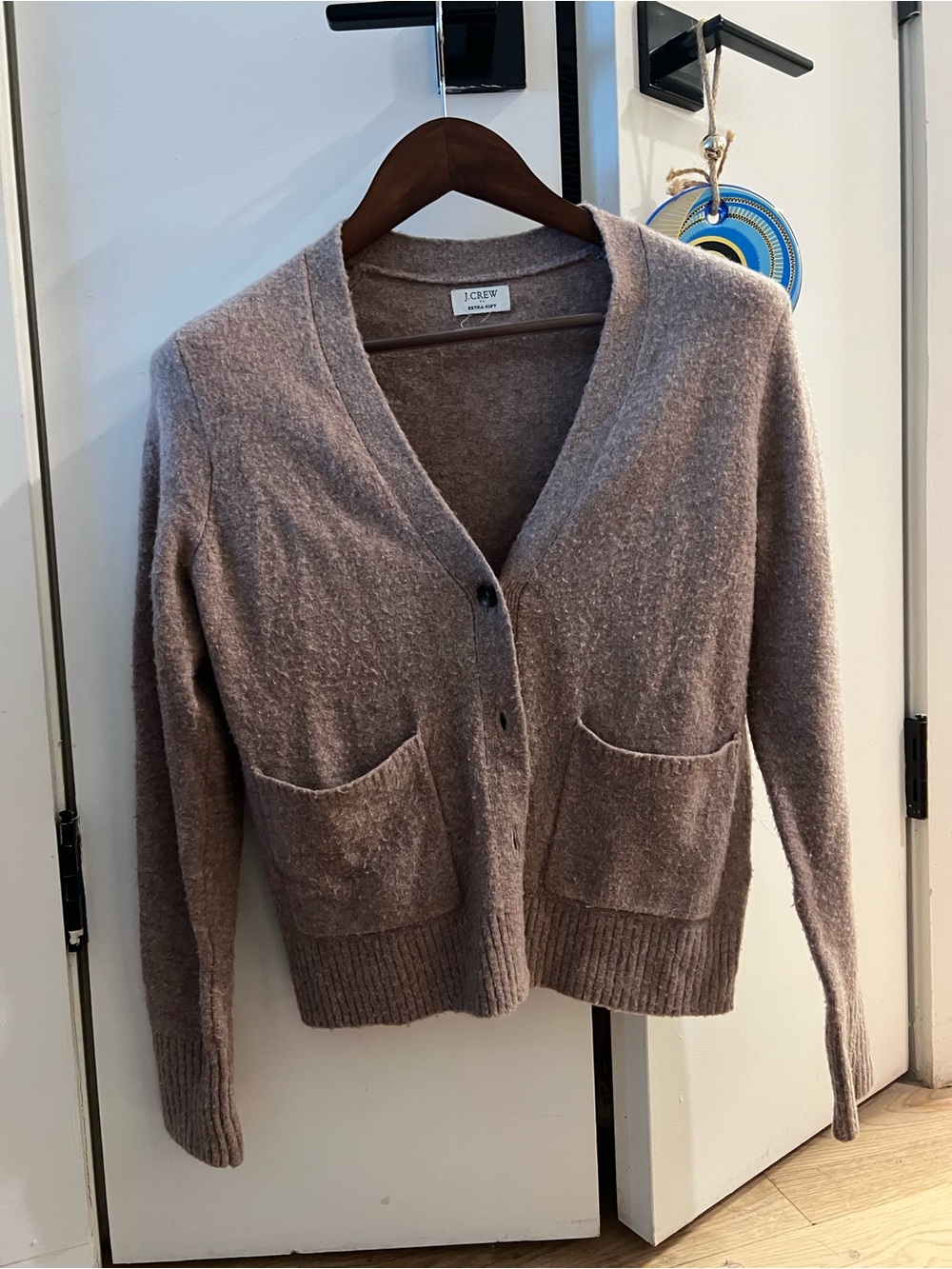 J. Crew Women's Taupe Button-Front V-Neck Cardigan
